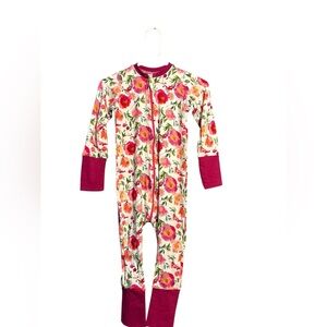 Floral Kids One Piece with Pink Accents